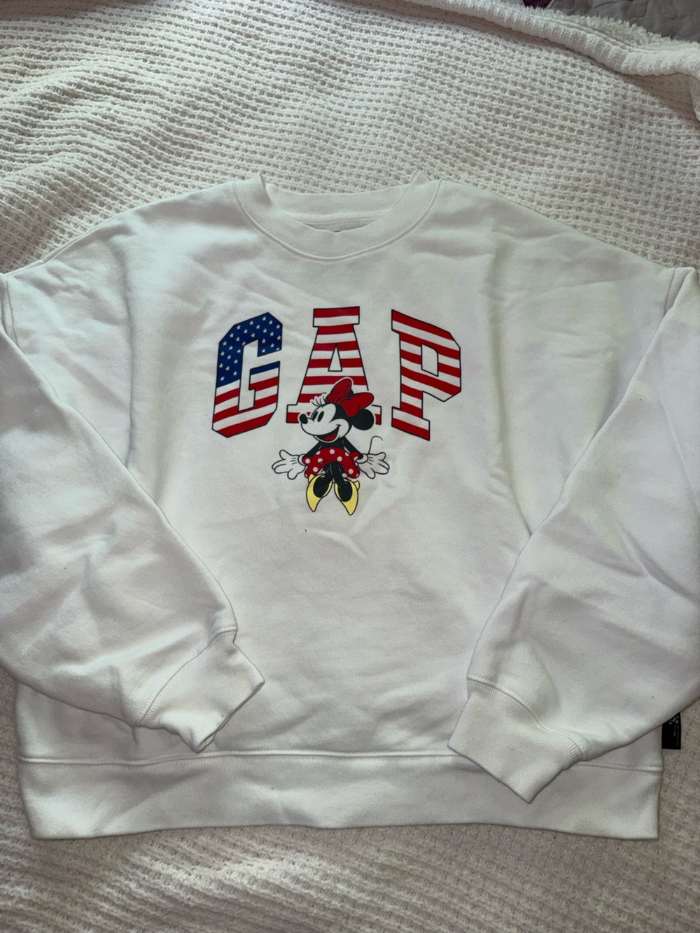 GAP White Minnie Patriotic Graphic Sweatshirt